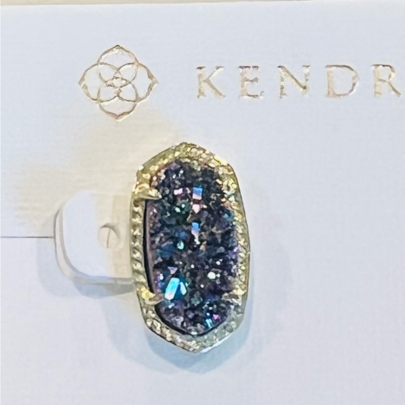 NWT Kendra Scott RARE & Retired Ellie Earrings Multi Colored Drusy Yellow Gold! - Picture 11 of 17